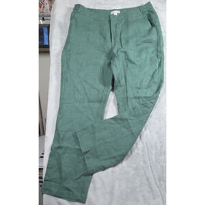 Coldwater Creek Pants Womens Sz 18 Green 100% Linen Wide Leg High Rise NWOT 0803